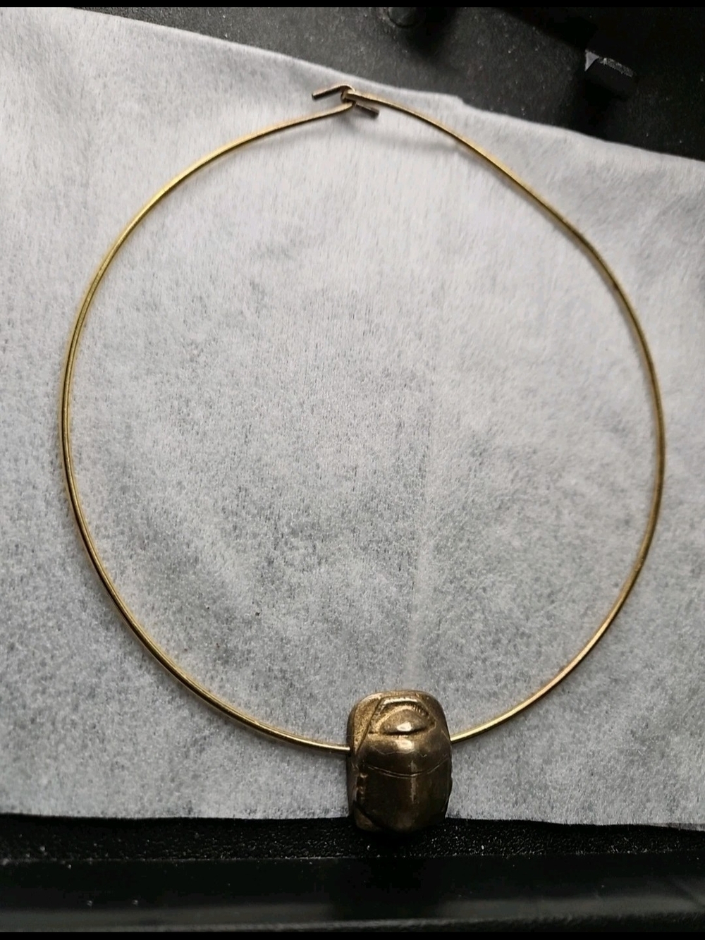 MMA 1977 Gold & Sterling Scarab Slide Choker Necklace Metropolitan Museum of Art